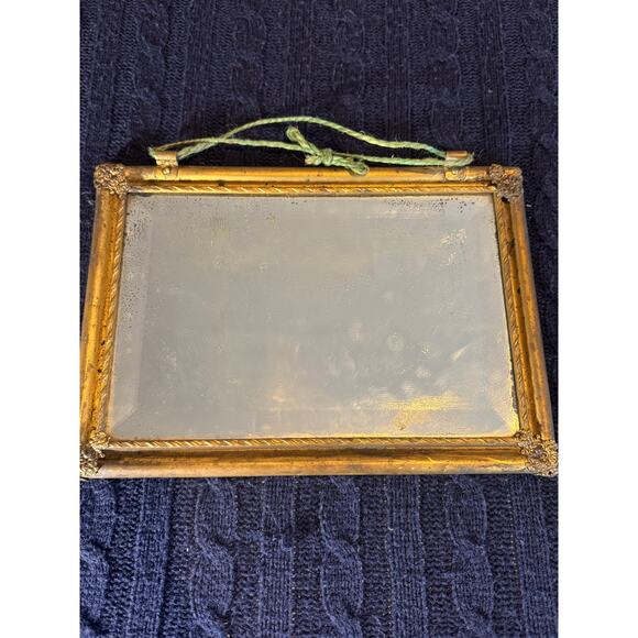 Vintage double-sided floral print & mirror wall frame gilt ornate 1940s–60s - Picture 2 of 4